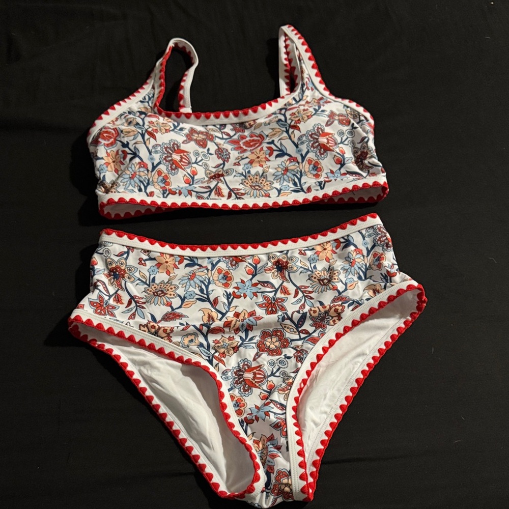 Floral Swim Set - Red and White
